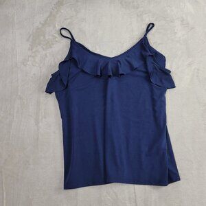 Banana Republic Navy Blue Ruffled Women's Tank Blouse | Size S